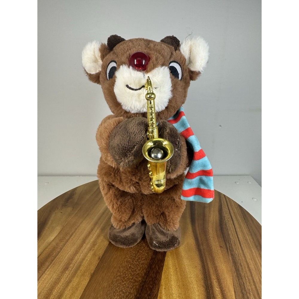 Dandee Rudolph Saxophone‎ Plush Toy Nose Lights Up, Plays Entire Song-See Video